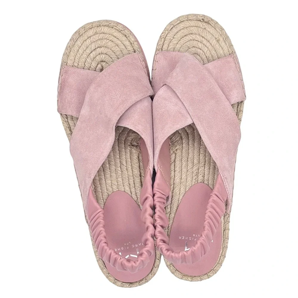 Marc‎ Fisher LTD Pink Suede Crisscross Espadrille Platform Slingback Sandals 9.5